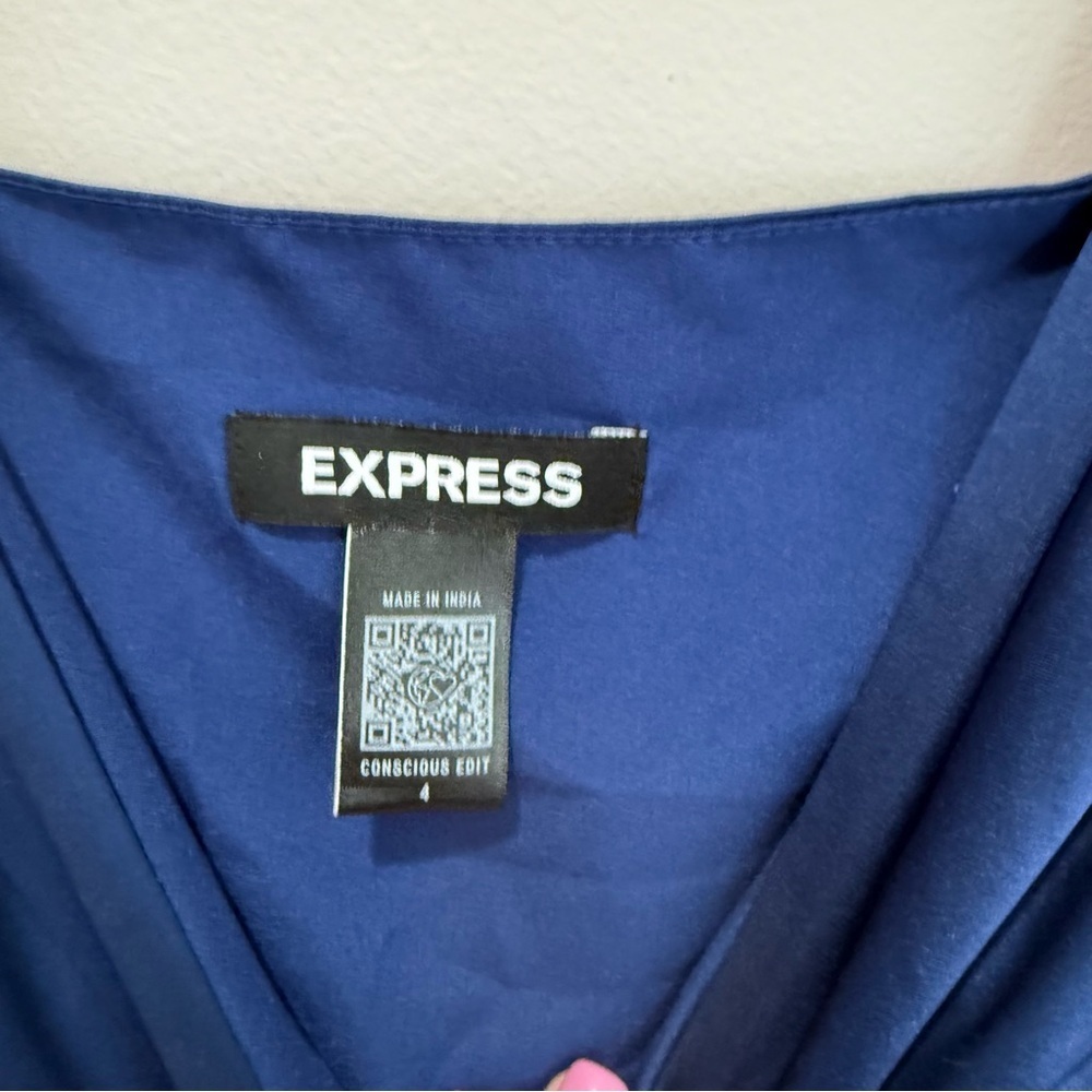 Express Blue Ruched Dress - Picture 3 of 3